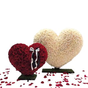 Estructura corazón doble con base de musgo