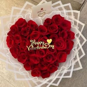 Bouquet corazón en papel coreano